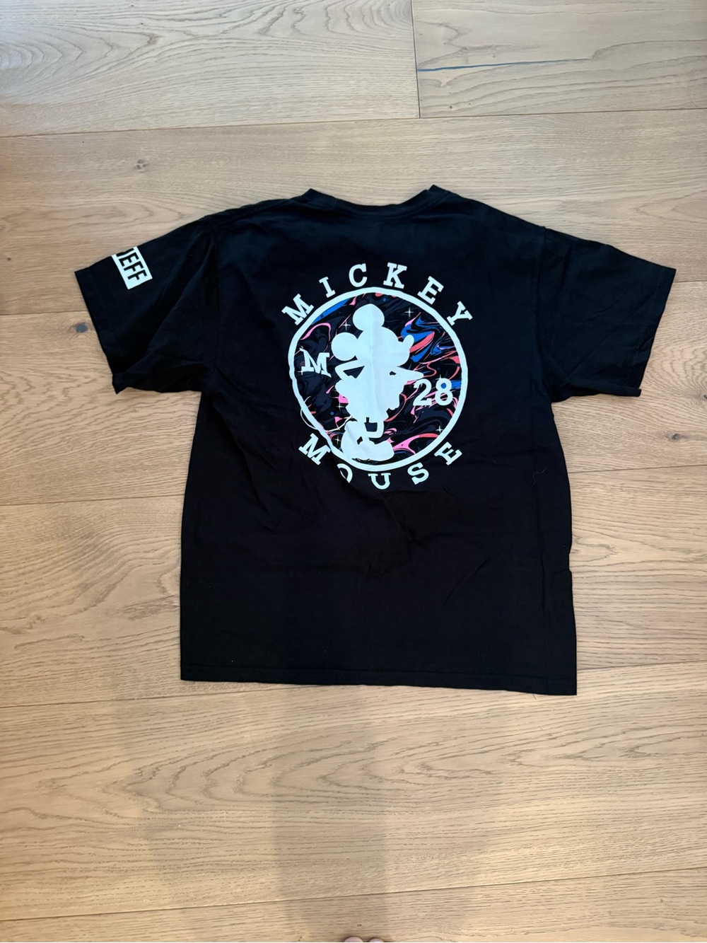 Neff Black Mickey Mouse Graphic Tee with White Logo